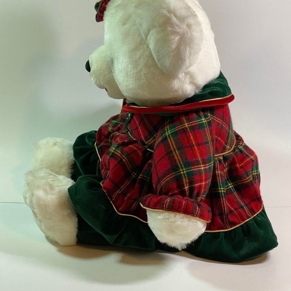 Vintage 1999 16" Snowflake White Christmas Teddy Bear Plush Stuffed Animal, Girl - Picture 8 of 12